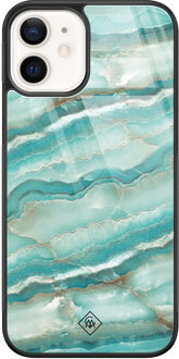 Casimoda iPhone 12 glazen hardcase - Marmer azuurblauw