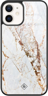 Casimoda iPhone 12 glazen hardcase - Marmer goud Goudkleurig