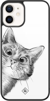 Casimoda iPhone 12 glazen hardcase - Peekaboo Wit