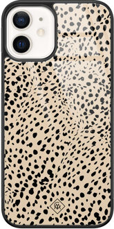 Casimoda iPhone 12 glazen hardcase - Spot on Bruin/beige