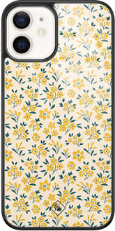 Casimoda iPhone 12 glazen hardcase - Yellow garden Geel