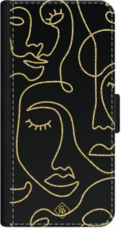 Casimoda iPhone 12 mini flipcase - Abstract faces Bruin/beige
