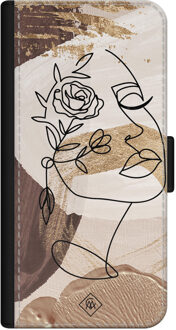 Casimoda iPhone 12 mini flipcase - Abstract gezicht bruin Bruin/beige