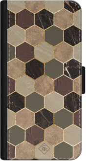 Casimoda iPhone 12 mini flipcase - Kubus bruin groen Bruin/beige