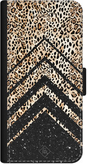 Casimoda iPhone 12 mini flipcase - Luipaard chevron Bruin/beige
