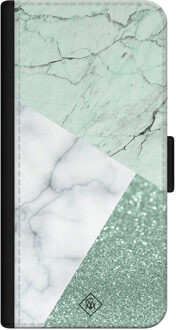 Casimoda iPhone 12 mini flipcase - Minty marmer collage