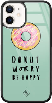 Casimoda iPhone 12 mini glazen hardcase - Donut worry Mint