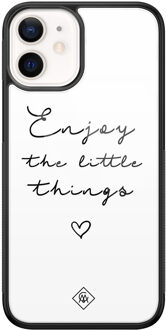 Casimoda iPhone 12 mini glazen hardcase - Enjoy life Wit