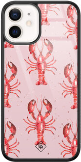 Casimoda iPhone 12 mini glazen hardcase - Lobster all the way Roze