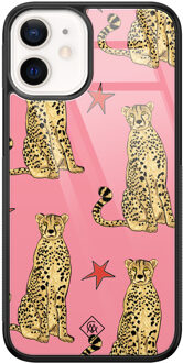 Casimoda iPhone 12 mini glazen hardcase - The pink leopard Roze
