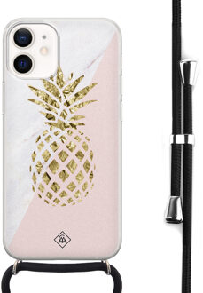 Casimoda iPhone 12 mini hoesje met koord - Ananas Roze