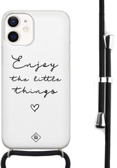 Casimoda iPhone 12 mini hoesje met koord - Enjoy life Wit