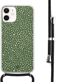 Casimoda iPhone 12 mini hoesje met koord - Green dots Groen