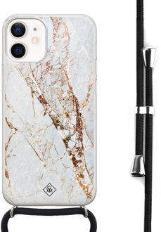 Casimoda iPhone 12 mini hoesje met koord - Marmer goud