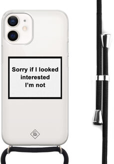 Casimoda iPhone 12 mini hoesje met koord - Not interested Wit