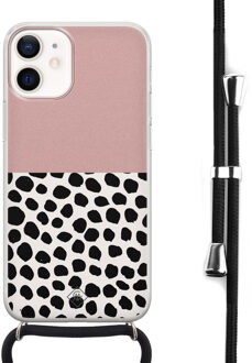 Casimoda iPhone 12 mini hoesje met koord - Pink dots Multi