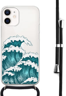 Casimoda iPhone 12 mini hoesje met koord - Wave Blauw