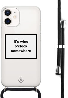 Casimoda iPhone 12 mini hoesje met koord - Wine o'clock Wit