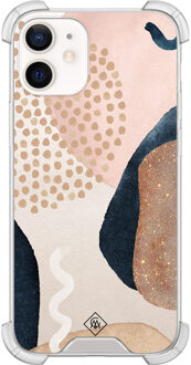 Casimoda iPhone 12 mini shockproof hoesje - Abstract dots Bruin/beige
