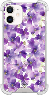 Casimoda iPhone 12 mini shockproof hoesje - Floral violet Paars