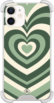 Casimoda iPhone 12 mini shockproof hoesje - Groen hart swirl