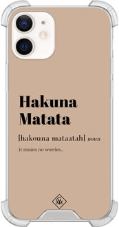 Casimoda iPhone 12 mini shockproof hoesje - Hakuna matata Bruin/beige