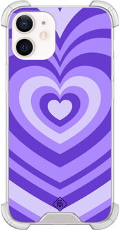 Casimoda iPhone 12 mini shockproof hoesje - Hart swirl paars