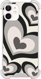 Casimoda iPhone 12 mini shockproof hoesje - Hart swirl zwart