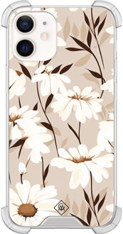 Casimoda iPhone 12 mini shockproof hoesje - In bloom Bruin/beige