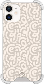 Casimoda iPhone 12 mini shockproof hoesje - Ivory abstraction Bruin/beige