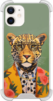 Casimoda iPhone 12 mini shockproof hoesje - Luipaard hipster Groen