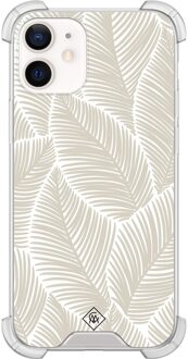 Casimoda iPhone 12 mini shockproof hoesje - Palmy leaves beige Bruin/beige