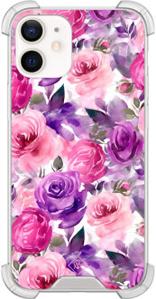 Casimoda iPhone 12 mini shockproof hoesje - Rosy blooms Paars