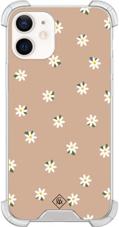 Casimoda iPhone 12 mini shockproof hoesje - Sweet daisies Bruin/beige