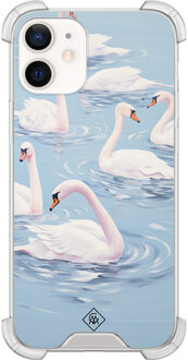 Casimoda iPhone 12 mini shockproof hoesje - Zwanen Blauw