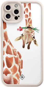 Casimoda iPhone 12 Pro beige case - Giraffe Bruin/beige