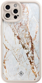 Casimoda iPhone 12 Pro beige case - Marmer goud Goudkleurig