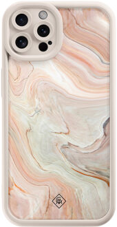 Casimoda iPhone 12 Pro beige case - Marmer waves Bruin/beige