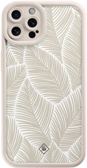 Casimoda iPhone 12 Pro beige case - Palmy leaves beige Bruin/beige