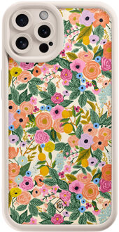 Casimoda iPhone 12 Pro beige case - Pink gardens Bruin/beige