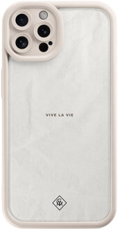 Casimoda iPhone 12 Pro beige case - Vive la vie Grijs/zilverkleurig