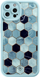 Casimoda iPhone 12 Pro blauwe case - Blue cubes