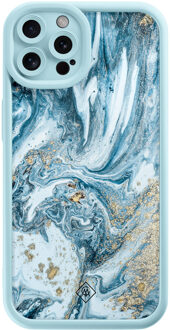 Casimoda iPhone 12 Pro blauwe case - Marble sea