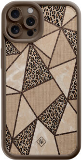 Casimoda iPhone 12 Pro bruine case - Leopard abstract Bruin/beige