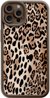 Casimoda iPhone 12 Pro bruine case - Wild animal Bruin/beige