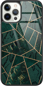 Casimoda iPhone 12 Pro glazen hardcase - Abstract groen