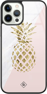 Casimoda iPhone 12 Pro glazen hardcase - Ananas Roze