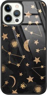 Casimoda iPhone 12 Pro glazen hardcase - Counting the stars Goudkleurig