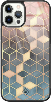 Casimoda iPhone 12 Pro glazen hardcase - Cubes art Multi