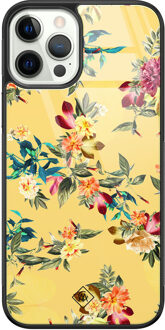 Casimoda iPhone 12 Pro glazen hardcase - Florals for days Geel